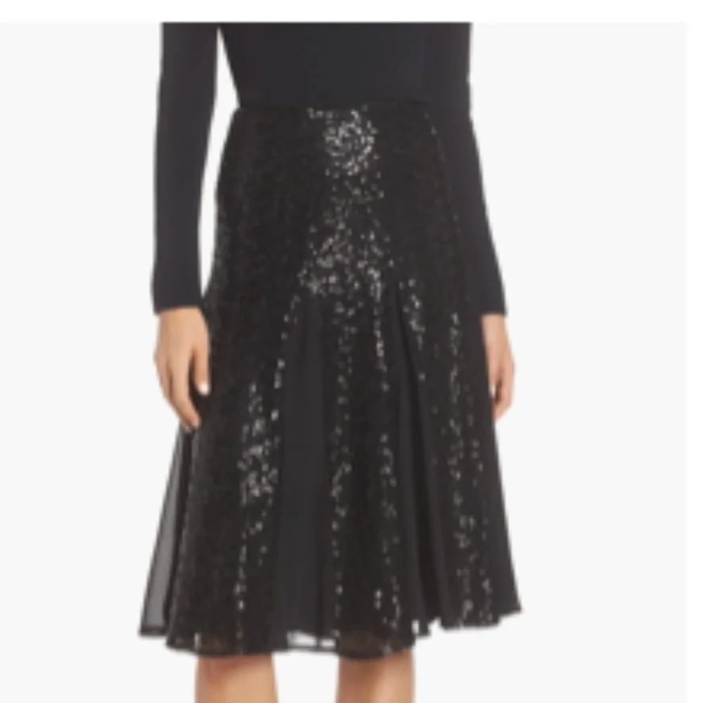 NWT Eliza J Sequin Flared Skirt In Black size 8